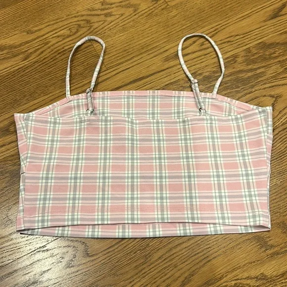 Hollister Crop Top.  Large.  Pink Plaid - Picture 5 of 10